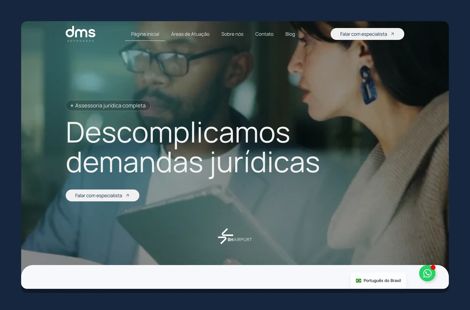 DMS Advogados: site para escritório de advocacia empresarial, projeto desenvolvido pela Maatz